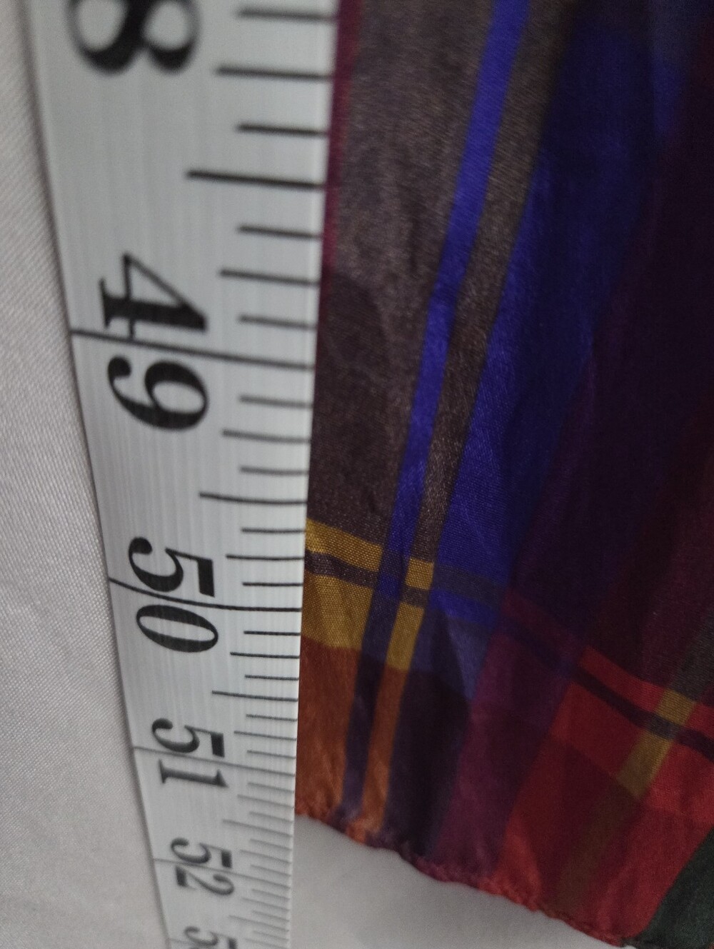Multicolor Plaid Rectangular Silk Scarf - Picture 4 of 4